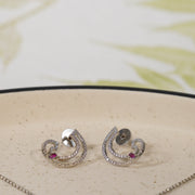 Zircon Half Moon Pendant With Earrings